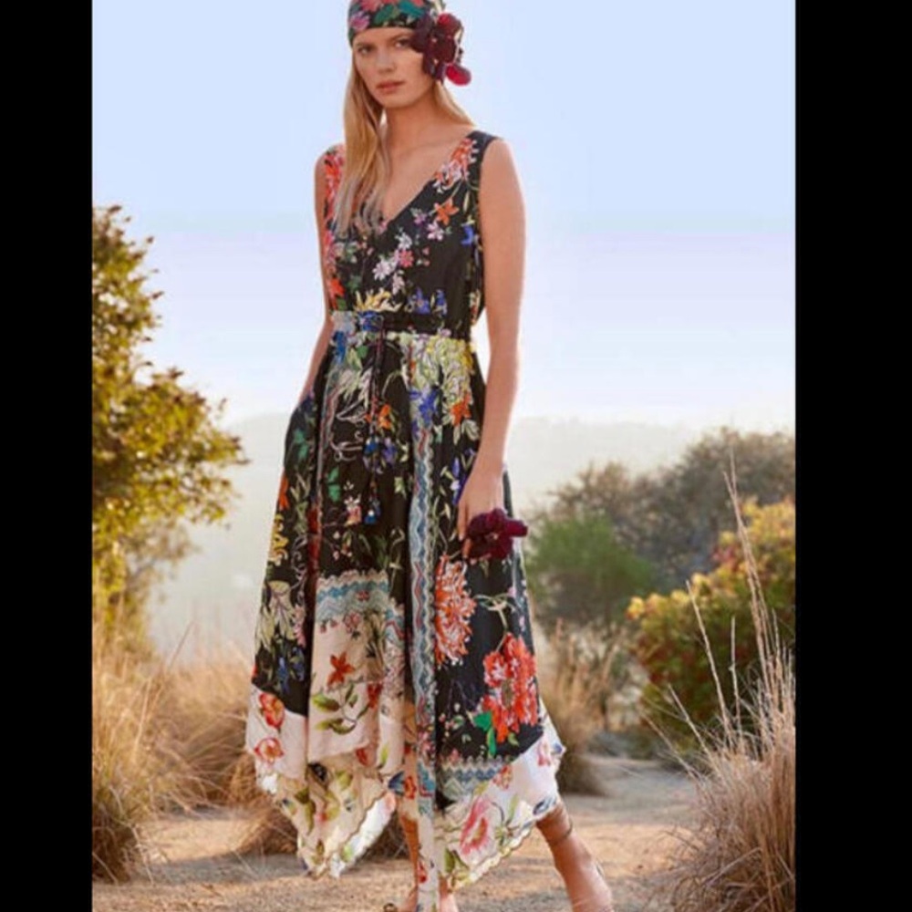 Johnny Was Meru Silk Handkerchief Boho Dress NWT Size XXL